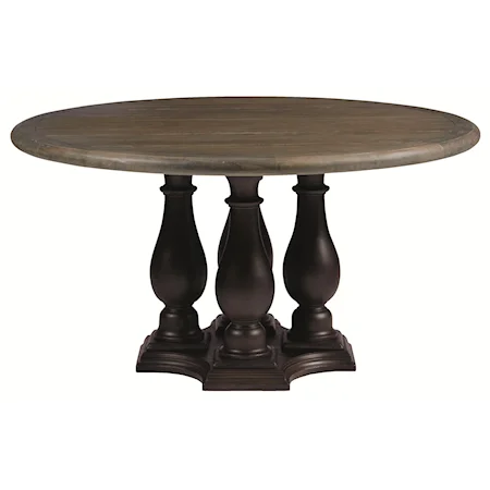 Transitional Round Dining Table Made of White Oak
